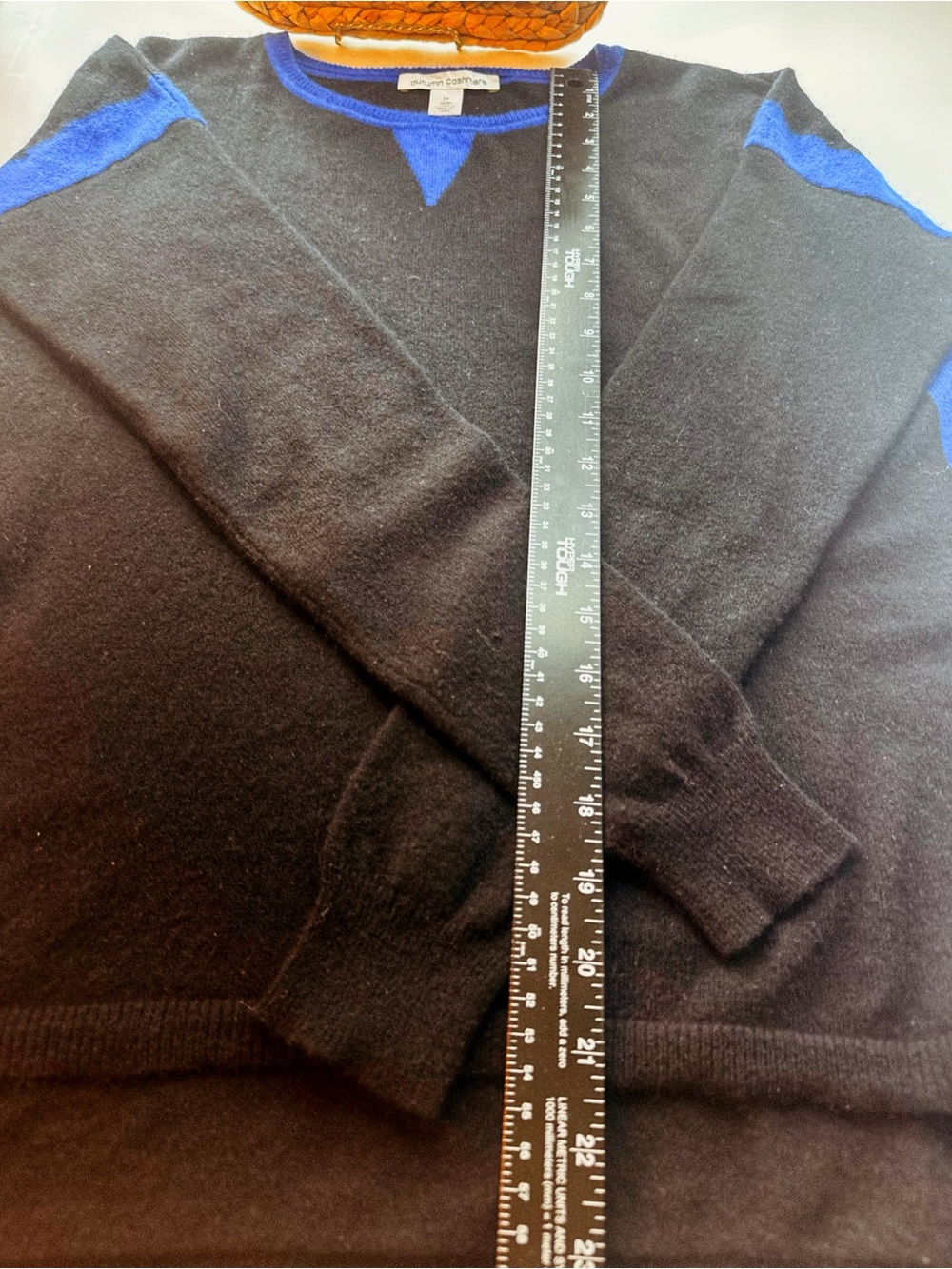 π€π Autumn Cashmere Black & Cobalt Blue 100% Cashmere Sweater - Picture 5 of 10